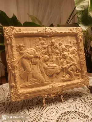 Dekoracyjny panel„Pokłon Pasterzy–Betlejemska Noc”Relief, płaskorzeźba - KRAKOWIACZEK.EU
