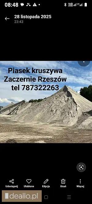Piasek płukany ostry rzeczny Rzeszów tel 787322263 - KRAKOWIACZEK.EU