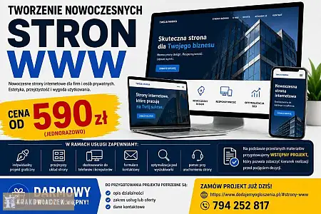 Strony internetowe / od 590 zł / zapraszamy - bez przepłacania - KRAKOWIACZEK.EU