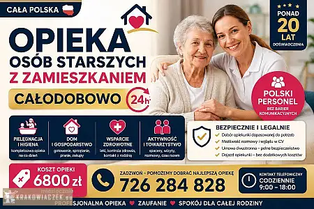 Opieka osób starszych z zamieszkaniem - 24 godziny - KRAKOWIACZEK.EU